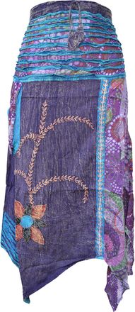 Gheri Hippie Cotton Stonewashed Embroidery Skirts Purple