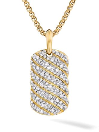 David Yurman Ciondolo per collana Sculpted Cable Tag in oro giallo 18kt con diamanti