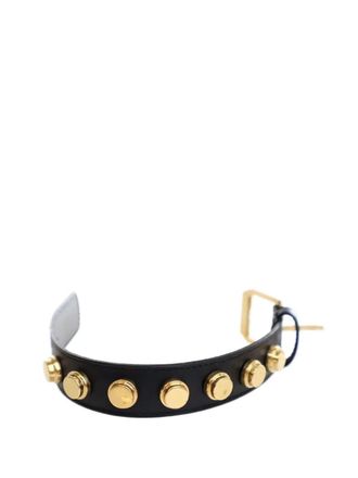 Saint Laurent 2010-2025 Calfskin Studded De Force Bracelet costume bracelet - women - Calf Leather - One Size - Black
