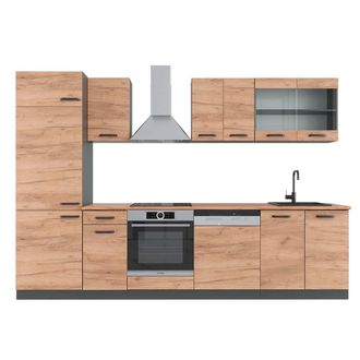 Vicco Mueble De Cocina R-line, Oro Power Roble/antracita, 300 Cm, Et Roble