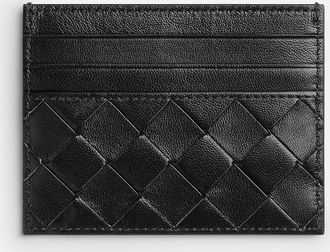 Bottega Veneta Intrecciato Credit Card Case - Black - Woman - 100% Lambskin