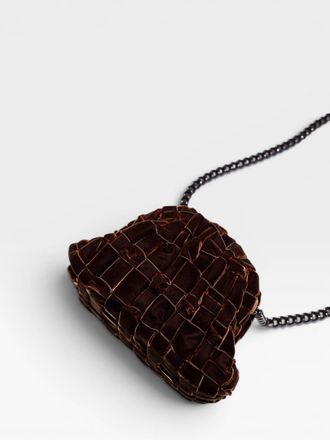 Maria La Rosa Womens Velvet Mini Game Clutch Bag In Brown