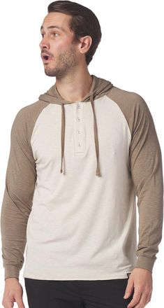 Glyder Mens Low Tide Henley Hoodie Khaki XXL