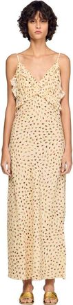 Sandro Flower print maxi dress in Butter /Pink at Nordstrom, Size 40 Eu