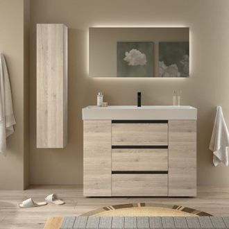 Cygnus Bath Mueble De Ba&ntilde;o Bequia Plus Metal 3c 120cm Natural Lavabo Veneto Porcelana
