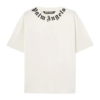 Palm Angels T-Shirts, male, White, Size: XL Neck Logo T-Shirt
