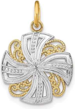 Diamond2Deal 14k Yellow Gold and White Rhodium Pinwheel Medallion Charm Pendant