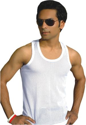 Softy Mens Vest 100% Cotton TOP Vest MESH Airtex Sleeveless Summer- S M L (2, Medium) White