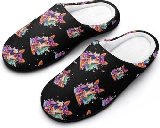 Generic Chihuahua Dog Colorful Cotton Slippers for Women Indoor Outdoor Slipper Slip-On Memory Foam Home Shoes