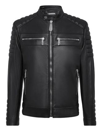 Philipp Plein Leather Moto Jacket