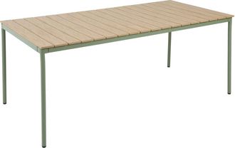 Oviala Mesa de jard&iacute;n de 180 x 90 cm de metal y polywood verde