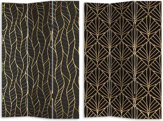 Vacchetti Vacchetti - Paravento Estampado 3 Paneles Negro Decorado Oro 120,6x2,5xh180,6x2,5xh180