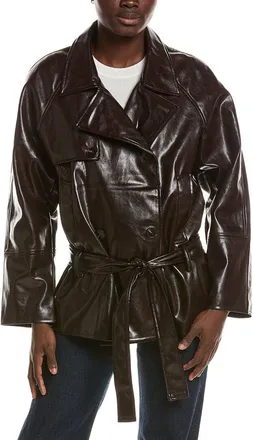Noize Bridget Tie Vegan Leather Coat