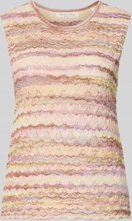 Christian Berg Stricktop aus Viskose-Mix mit Rundhalsausschnitt in Hellgelb, Gr&ouml;&szlig;e XXL