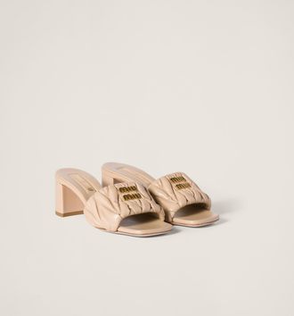 Miu Miu Matelassé nappa leather slides