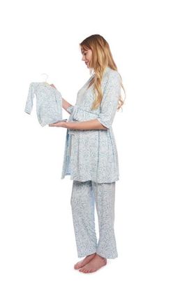 Everly Grey Analise During & After 5-Piece Maternity/Nursing Sleep Set for Mom & Baby in Waves at Nordstrom, Size X-Small