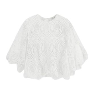 Weili Zheng Blouses, female, White, Size: M Macram&eacute; Lace Crop Top