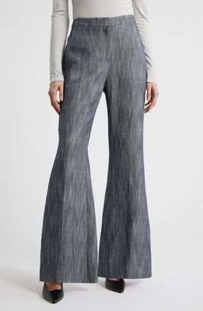 BOSS Talifia Sharkskin Twill Flare Trousers in Charcoal Sharkskin at Nordstrom, Size 18