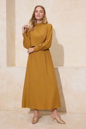 Trendyol Modest Dames Kaki Effen Maxi Lang Casual A-lijn Modest Jurken