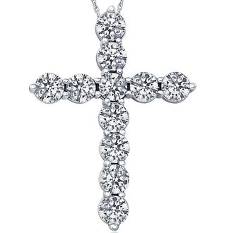 Pompeii3 2Cttw Diamond Cross Pendant in 10k White Gold Womens Necklace