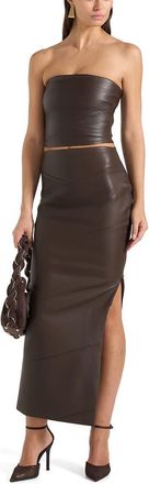 Mani&egrave;re De Voir Bandeau Leather Corset Top in Brown at Nordstrom, Size 10