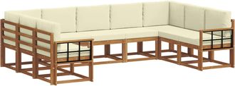 vidaXL Conjunto De Sof&aacute;s De Exterior 9 Uds. Natural Y Crema Vidaxl