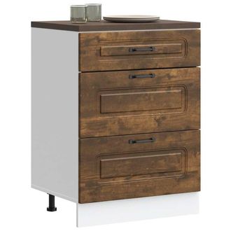 Berkfield Home Kitchen Base Cabinet Kalmar Smoked Oak Engineered Wood in Brown
