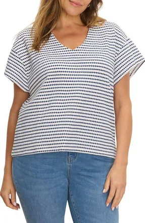 Nic+Zoe Diamond Stripe Top in Indigo Multi at Nordstrom, Size 2X