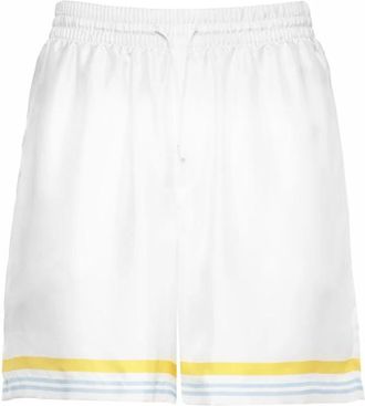 Casablanca Tennis Landscape Silk Shorts - Heren - Strandmode - Wit - XL - Badmode