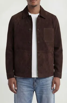 Bagatelle Genuine Suede Barn Jacket in Chocolate at Nordstrom, Size Large