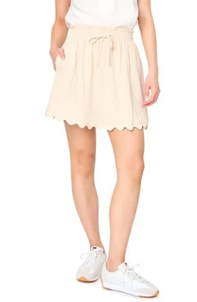 Gibsonlook Scallop Hem Drawstring Miniskirt in Natural at Nordstrom, Size X-Small