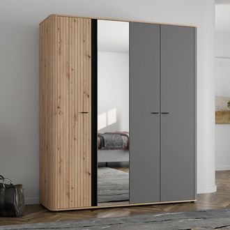 Dmora Armario Grande Truth, Ropero Habitaci&oacute;n, Colgador, 2 Estantes, 4 Espacios, 180x211h Cm Roble Nudos Marr&oacute;n