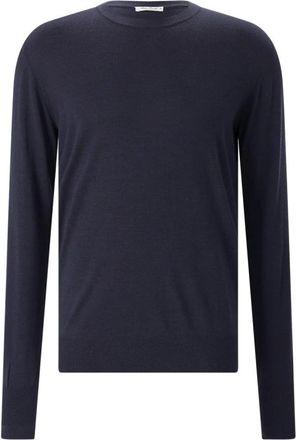Stefan Brandt Rondgebreide trui - Heren - Ronde hals truien - Blauw - S - Wol - Truien & Vesten