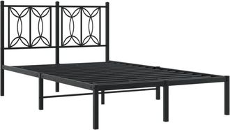 vidaXL Metal Bed Frame without Mattress with Headboard Black 120x200cm Vidaxl