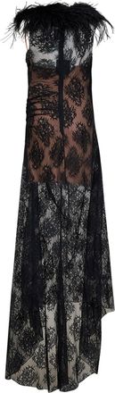 Giuseppe Di Morabito Lace With Feather Trim Dress - Black