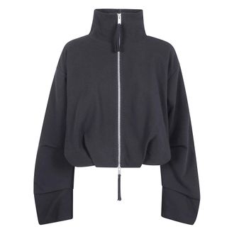 Thom Krom Jassen, Dames, Zwart, L, Stijlvolle Cropped High Neck Jas