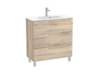 Roca Mueble Compacto 800mm Aleyda Con Patas 3 Cajones + Lavabo 380mm Beige Madera