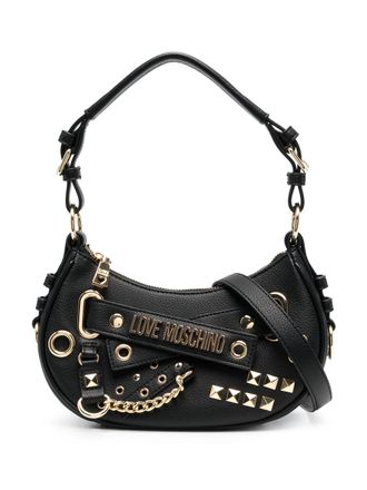 Love Moschino logo-plaque embellished shoulder bag - Black