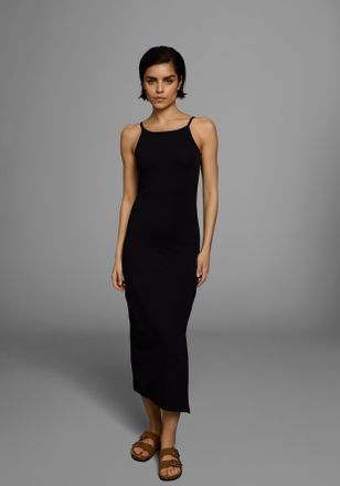 AJC Sommerkleid AJC, Damen, Gr. 32, N-Gr, schwarz, Single Jersey, Obermaterial: 95% Baumwolle, 5% Elasthan, unifarben, Basic, sehr figurbetont kn&ouml;chellang