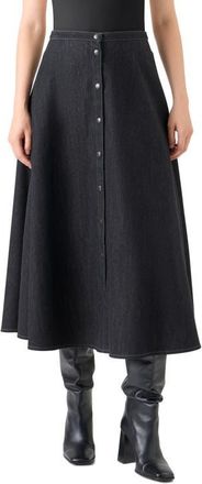 Akris Stretch Denim A-Line Skirt in Black Denim at Nordstrom, Size 10