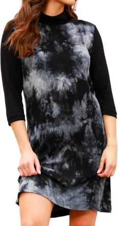 French Kyss Marble Wash Turtleneck Dress In Carbon