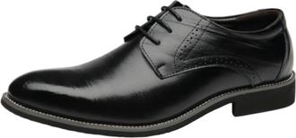 Generic Mens Brogues Pointed Toe Lace Up Dress Shoes Breathable Embossed Design Business Casual Wedding Fashion Leather Footwear(Black,10.5)