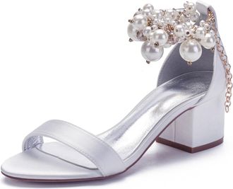Miyoopark Comfortable Wedding Shoes for Women Block Low Heel Evening Sandals M536 White UK 5.5
