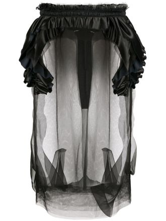 Maison Margiela D&eacute;cortiqu&eacute; tulen midi-jurk - Zwart