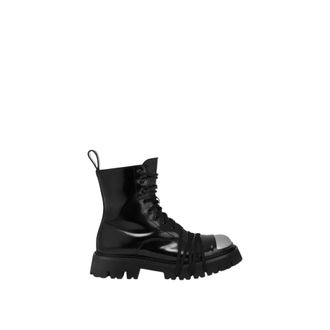 Moschino Combat Boot in Calfskin - unisex - Moschino - Lace-up Boots - Black - 3 UK - Shoes