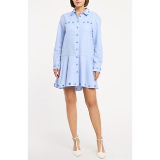 Cinq &agrave; Sept Giulia Long Sleeve Minidress in Rain Cloud at Nordstrom, Size 10
