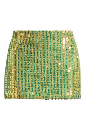 Princess Polly Zelaia Sequin Knit Miniskirt in Green at Nordstrom, Size 10