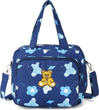 Generic Cute Small Diaper Bag for Mom - Little Bear Cute Pattern Portable Baby Nappy Bag with Adjustable Strap, Multi-Pockets for Travel, Stroller, Weekender 