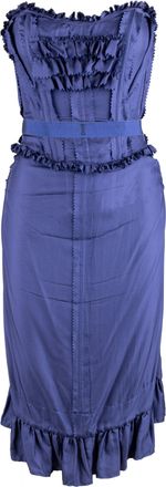 Moschino Pre-owned Womens Ruffled Corset Dress - 10s - Blue Silk - Size EU 36 (Womens)