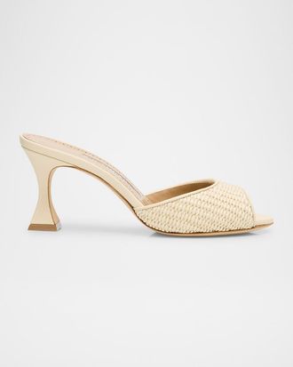 Manolo Blahnik Raffia Jadara Slide Sandals